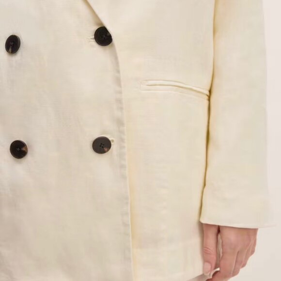 NEW Everlane The Linen Double Breasted Blazer 'Bone' Cream Ivory Size 12 NWT - Picture 5 of 10